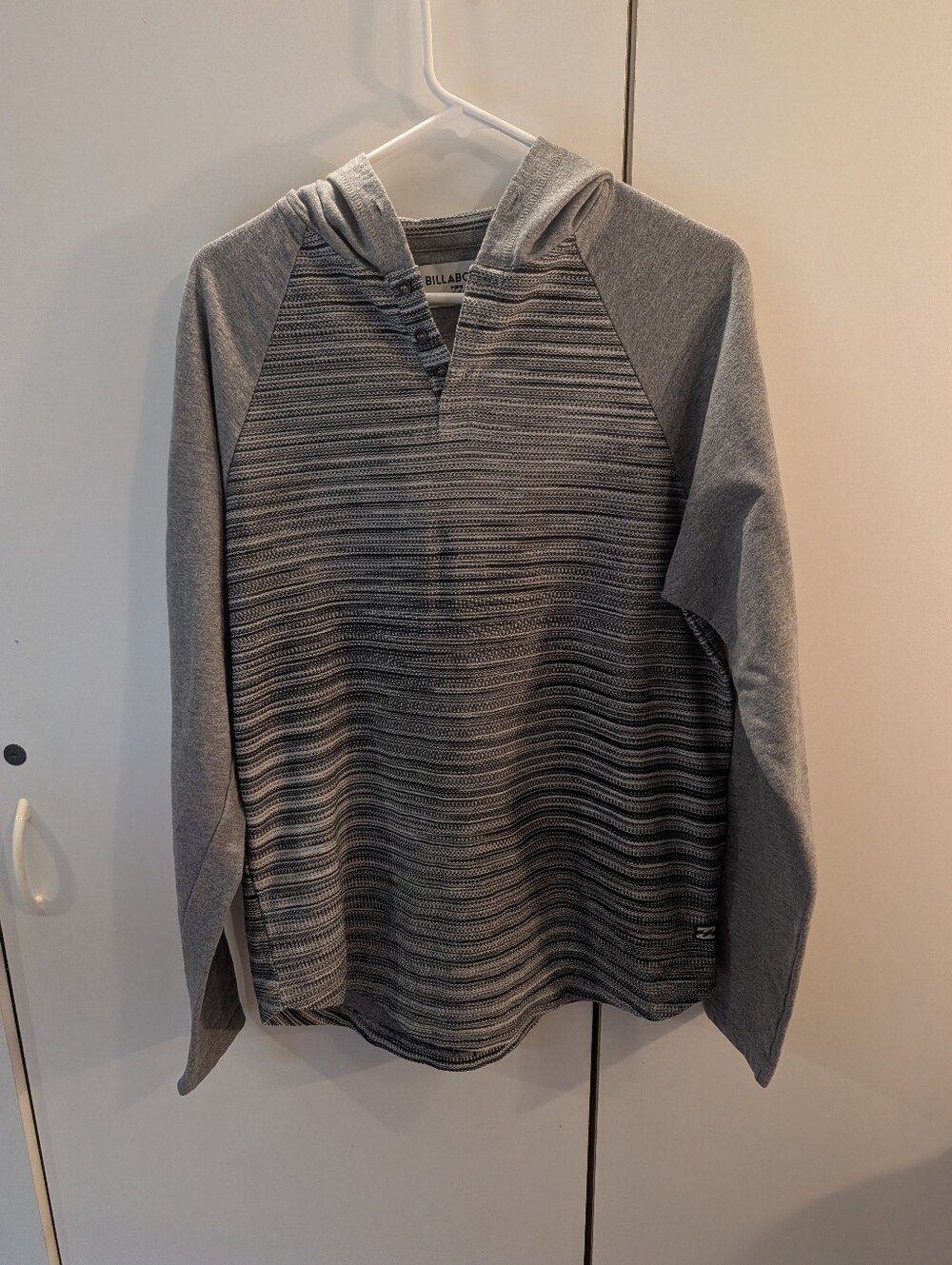 Billabong Grey Striped Hooded Long-Sleeve Pullover
